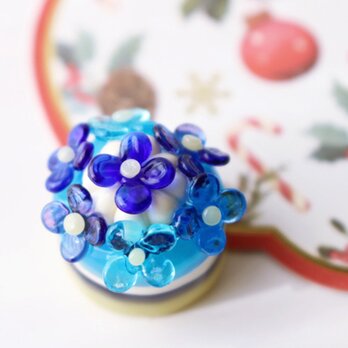 ＊期間限定SALE＊ガラスのミニチュアフラワーケーキ　★ガラスのミニチュア洋菓子店★の画像