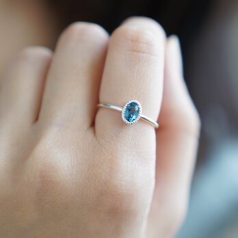 London Blue Topaz Mill RING / SV925 ロンドンブルートパーズ 天然石の画像