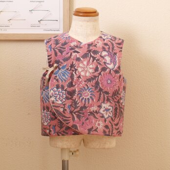 COTTON リバーシブルベスト *ピンク* size 80～90の画像
