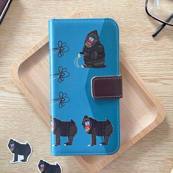 【受注製作品】マンドリルのiPhoneケース《Android対応》手帳型スマホケース 名入れ 動物 猿 おしゃれ 可愛いの画像