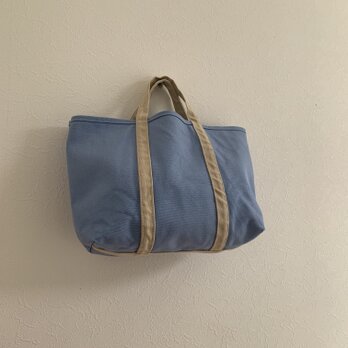 帆布　BASIC TOTE(M) 勿忘草×アイボリー　パウダーブルーの画像