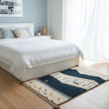 新入荷】ペルシャ ギャッベ　玄関マット大　122x80cm　風景　ヤシの木　テント　BB21366G