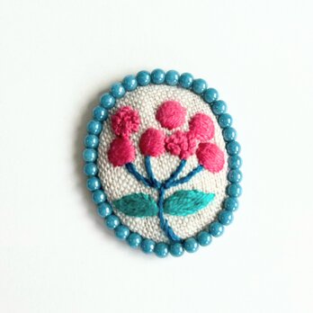 ビーズで飾った草花のミニ刺繍ブローチ【botanical】#329の画像