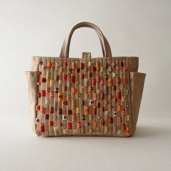 ribbon tag standard bag [beige linen]の画像