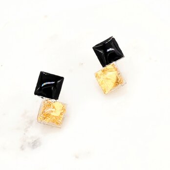 24Kの金箔と漆のイヤーカフ、ノンホールだからピアスの方もイヤリングの方も着けられます!の画像