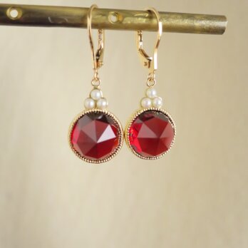 Ｋ18 Garnet seed pearl Pierceの画像