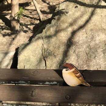 本革　鳥　すずめ　ポーチ　の画像