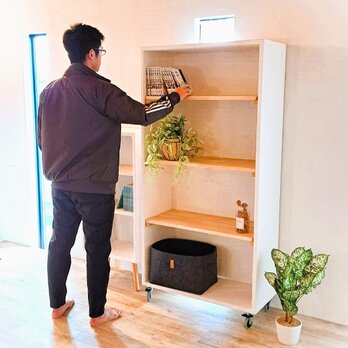 漆喰調ホワイトラック（キャスター付き）受注生産の画像