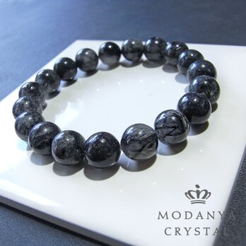 [beads559]トルマリン イン クォーツ10mm ブレスレット 19粒の画像