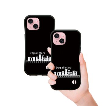 グリップケース iPhoneケース【Dog all stars】（名入れ可）の画像