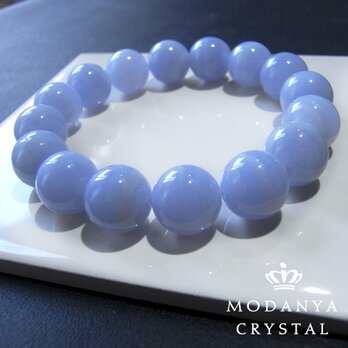 [beads568]ブルーレースアゲート12mm ブレスレット 16粒の画像