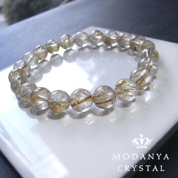 [beads574]ルチルクォーツ（クリアタイプ）8.7mm ブレスレット 22粒の画像