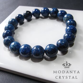 [beads584]ブルークリソコラ10mm ブレスレット 19粒の画像