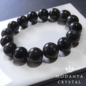 [beads591]スキャポライト（ブラック）12mm ブレスレット 16粒の画像
