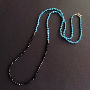 青と黒のネックレス / turquoise＆blackspinelの画像