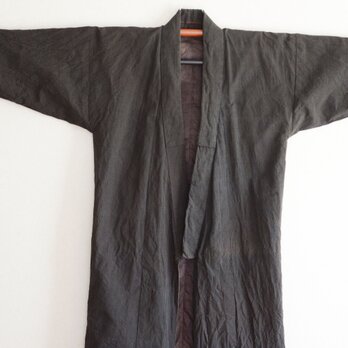 着物 メンズ 古布 木綿 縞模様 長着 ジャパンヴィンテージ リメイク素材 昭和レトロの画像