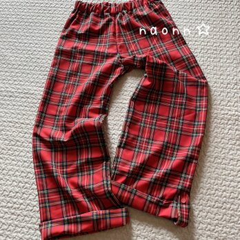 くしゅっとロールアップパンツ(タータンチェック)の画像