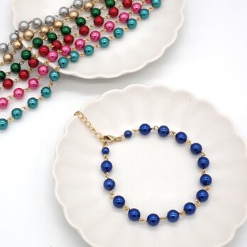《７色から選べる》カラーパールブレスレット③