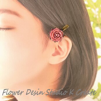 アンティーク風の小さな薔薇のヘアピン（MOPK)　結婚式　発表会　お出掛け　卒業式　入学式　モーブ　バラ　薔薇　髪飾り　お洒落の画像