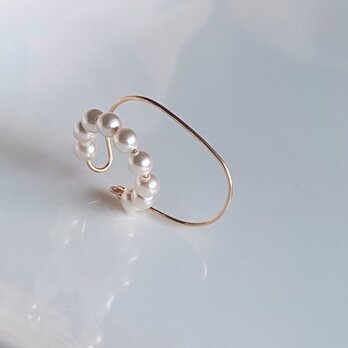14kgf oval pearl 2連　イヤーカフ　クリスタルパールの画像