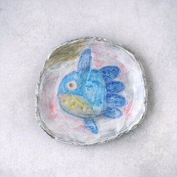 マンボウ（フレスコ画調）の絵皿の画像