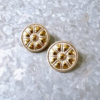 PA255-【 AVON 】エイボン・ヴィンテージピアス 1980〜90s Gold Tone White Enamelの画像