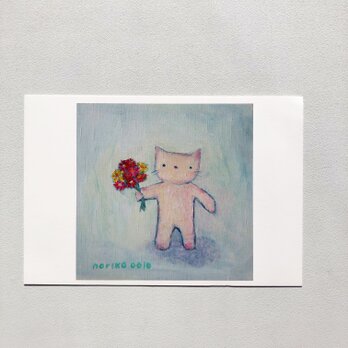 ３枚組『kiitos』油彩画ねこちゃんポストカードの画像