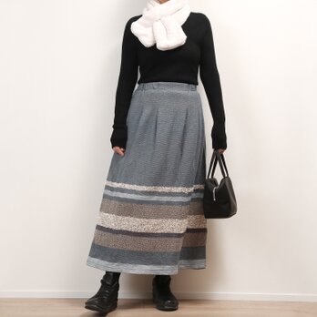 #453タックギャザースカート(裾ボーダー)