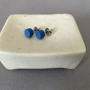陶のピアス（小さいまる/blue）の画像