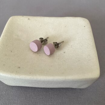 陶のピアス（小さいまる/lavender）の画像