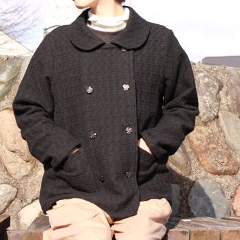 【低身長さんにおすすめ丈】綿麻　ブラック　ショート丈　軽めの　ゆったり　春ジャケット　オケージョン　フォーマル　入学　卒業の画像