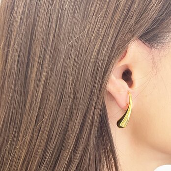 しずく形 Drop シンプル ロング 18KGP ゴールド 316L サージカルステンレス ステンレスピアス【ste63-GD】の画像