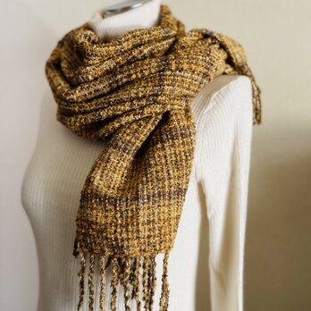 シルク手織りマフラー　＊gold brown＊の画像