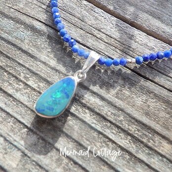 *sv925*Ｇrand Blue Australian Ocean Opal Necklace ラピスラズリの画像
