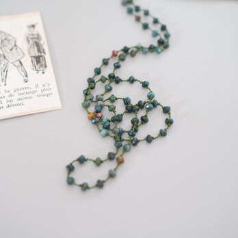 long necklace silk ブラッドストーンの画像