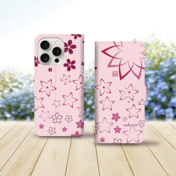 iPhoneスタンダード手帳型スマホケース （カメラ穴あり/はめ込みタイプ）【さくら花】の画像