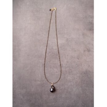 【K14gf】Colored Stone Necklace／ネックレス＋チャームセット Pearl × SmokyQuartzの画像