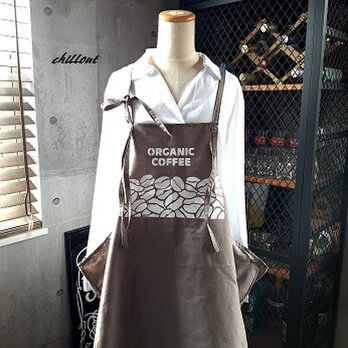 【sale】【背中がかわいい】エプロンドレス：チャコール×ORGANIC COFFEE【0623】の画像