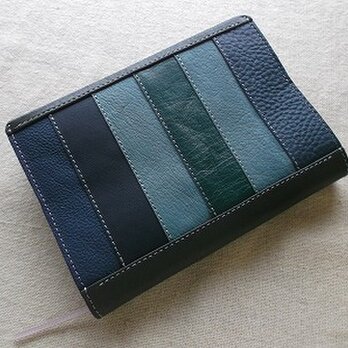 カラフルブックカバー　文庫サイズ　レザーパッチワークの画像
