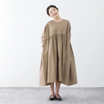 大人のかわいい　コットン100％　ふんわり　ゆったり　キャザー　ロングワンピース　♪オーダーサイズ可の画像