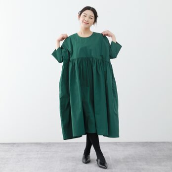 大人のかわいい　コットン100％　ふんわり　ゆったり　キャザー　ロングワンピース　♪オーダーサイズ可の画像