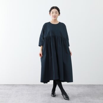 大人のかわいい　コットン100％　ふんわり　ゆったり　キャザー　ロングワンピース　♪オーダーサイズ可の画像