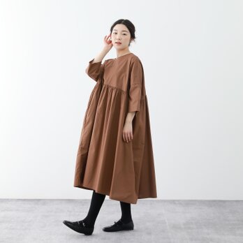 大人のかわいい　コットン100％　ふんわり　ゆったり　キャザー　ロングワンピース　♪オーダーサイズ可の画像