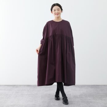 大人のかわいい　コットン100％　ふんわり　ゆったり　キャザー　ロングワンピース　♪オーダーサイズ可の画像