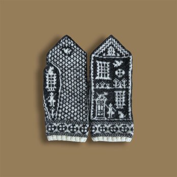 北欧から発送 / ミトン /  Mitt hem(炭色×白)の画像