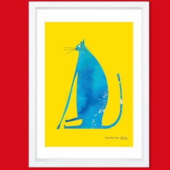 長い脚　ネコ　送料無料　イラスト　アート　ポスター　アートポスター　A4　  アート/sei検索　3263の画像