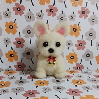 少しかわいいフレンチブルドックの赤ちゃん　羊毛の画像