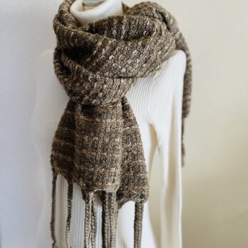 シルク・ウール手織りストール ワッフル織り ＊moca beige＊の画像
