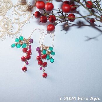 *Nandina*お正月を飾る南天のピアスの画像