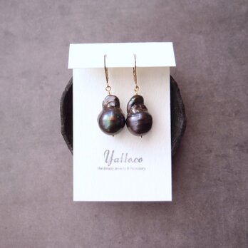 【K14gf】Fishtail Baroque Pearl Earrings／オイスターバロックパール フレンチピアスの画像